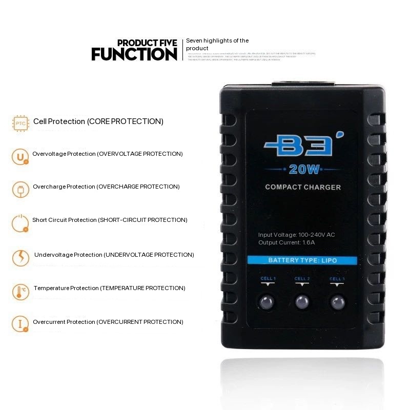 شاحن متوازن بسيط B3 بقوة 20 وا - مراجعة Drone Battery 3S وسعره