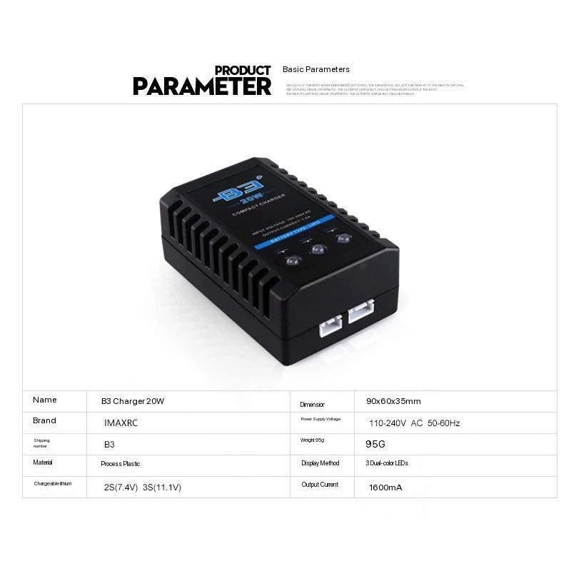 شاحن متوازن بسيط B3 بقوة 20 وا - مراجعة Drone Battery 3S وسعره